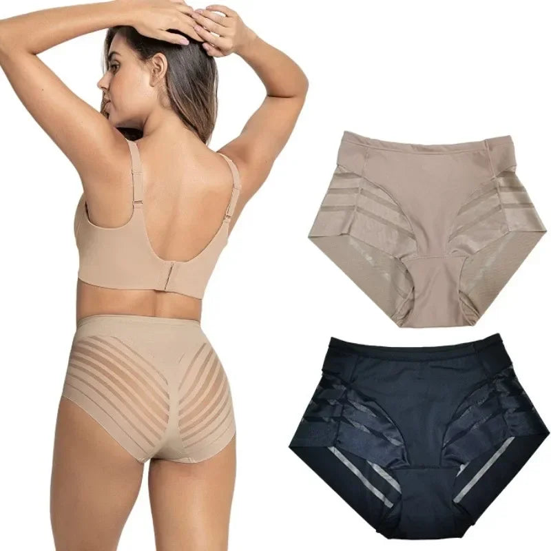 Mesh-Panel High-Waist Brief